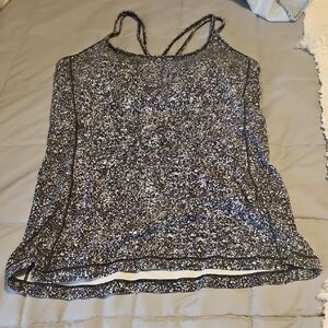 Women's Black and White Speckled Tank Top